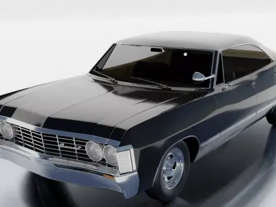 Vintage Classic Car Chevrolet Impala 1967 PBR more Bonus  Low-poly 3D model