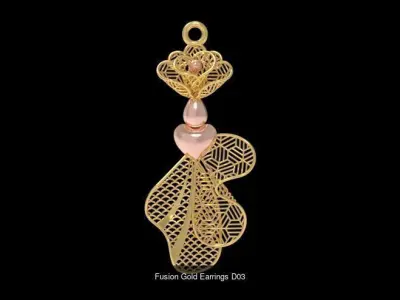 Fusion Gold Earrings EAD Collection 3D Model Pack