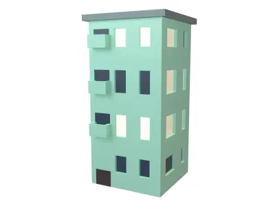 Low Poly Apartment v1 004 Low-poly 3D model