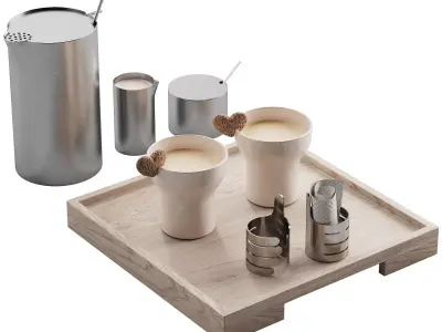 062 Kitchen decor set DISHES coffee set 01 3D model