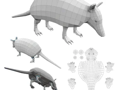 32 Animals Base Meshes Low-poly 3D model