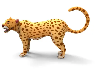 3D Rigged And Animated Cartoon Leopard Low-poly 3D model