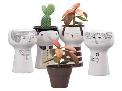Flower Me Happy Pots 3D model