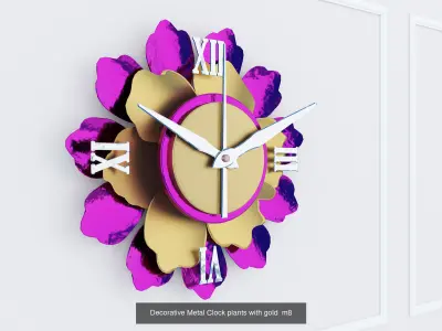  Decorative Metal stainless plants with gold G1 3D Model Collection