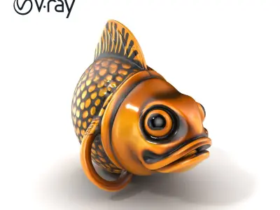 Fish Head Door Knocker Bronze Scales Lifelike Eyes model pack Low-poly 3D model