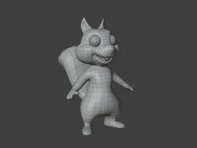 Cartoon Squirrel Rigged 3D Model Low-poly 3D model