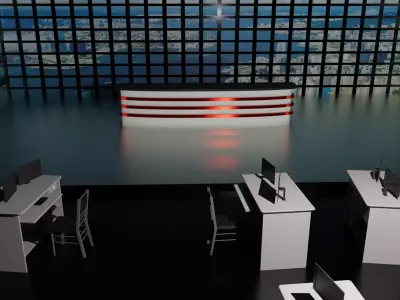 TV News Studio Low-poly 3D model