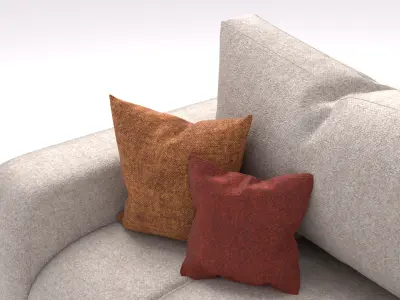 Modern Sofa high quality model with fabric Pillows and Blanket 3D model