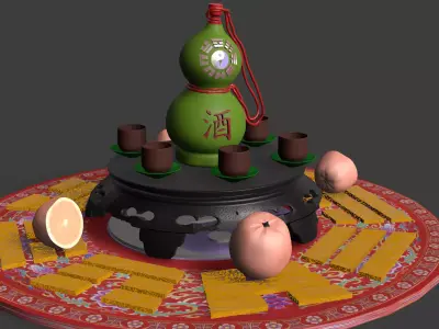Chinese gourd wine bottle   Low-poly 3D model