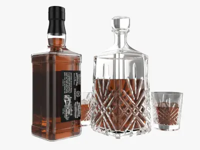 Whiskey with decanter 3D model