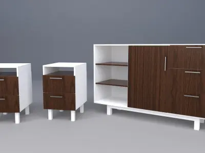 bedroom set with furniture 3D model