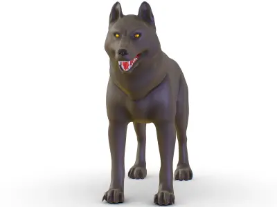 High Poly Model Grey Wolf Low-poly 3D model