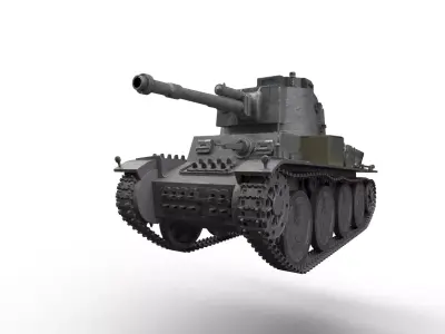 Pz Kpfw 38 tank Low-poly 3D model