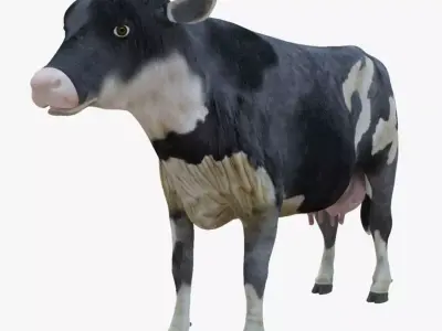 3D model Low Poly Holstein Cow Unwapped 4K Low-poly 3D model