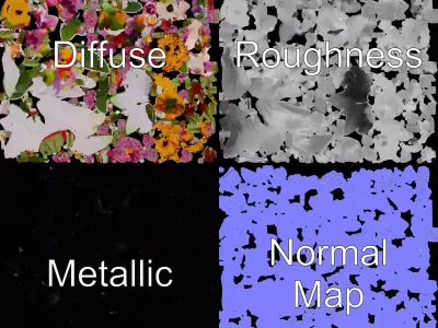 Vibrant Floral Bouquet model pack Low-poly 3D model