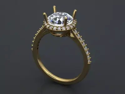 Engagement ring 3D print model 7