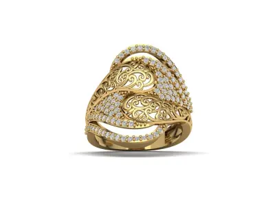 STL 3DM Women Ring Womens Ring Diamonds With Stone Model DP1202 3D print model