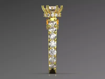 Royal Solitaire Engagement Ring with Diamonds Model sr0088 3D print model