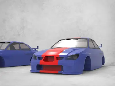 Low-poly model of Subaru Impreza WRX STi 2005 Low-poly 3D model