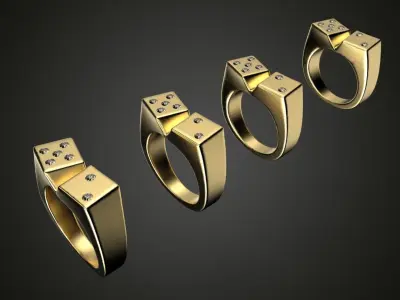 Dice Ring For Printing and Casting Jewlery Different Sizes 3D print model