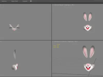 Cartoon grey rabbit mask decoration Low-poly 3D model