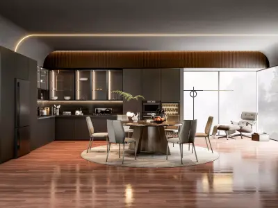 Kitchen fully parametric Resizable manufacturable 0075 3D model