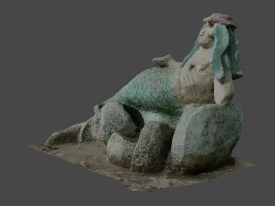 Mermaid statue Low-poly 3D model