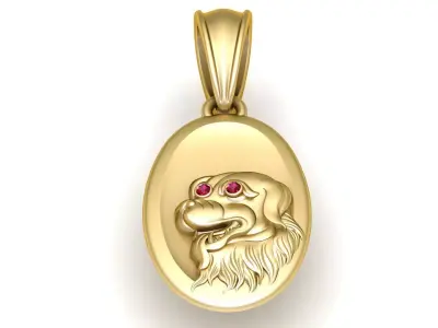 gold dog pendant 3D printable model  3D print model