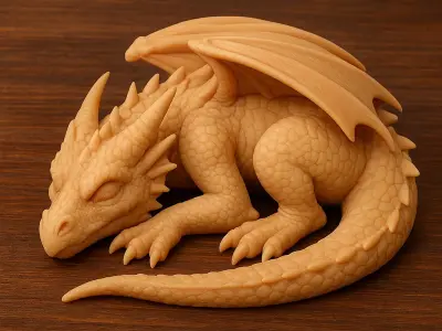 Sleeping Dragon Figurine 3D print model