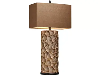 Bronze Metal Tall Oriental Nightstand Art Deco Table Lamp 3D model