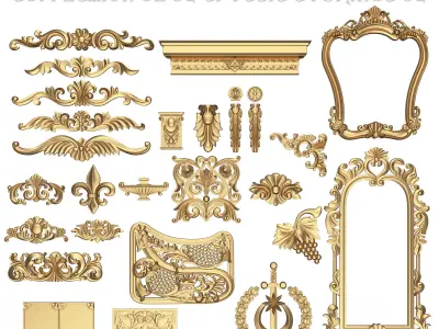 Collection of 170 Classic Carvings 06 Low-poly 3D model