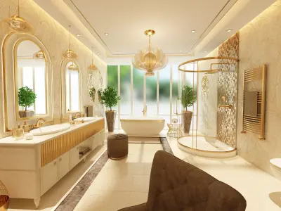 Luxury Elegant Bathroom Interior Design 3D model