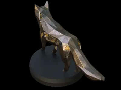 Steampunk Fox Pose Low-poly 3D model
