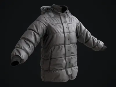 Gray winter jacket Low-poly 3D model