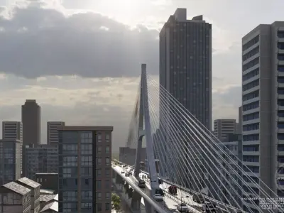 Bridge in the city 3D model