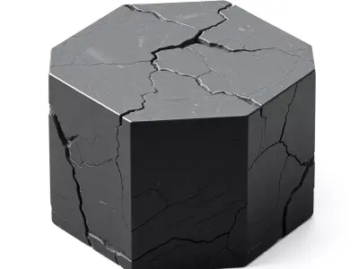 Cracked Hexagonal Stone Block Low-poly 3D model