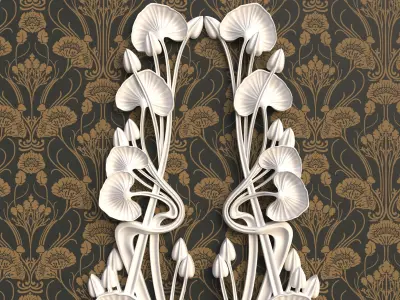 Art Nouveau ornament Water lily 3D print model