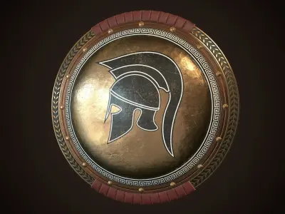 Hoplite Shield Helm Low-poly 3D model