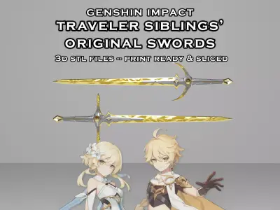 Travelers Original Swords Aether and Lumine Genshin Impact 3D print model