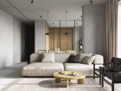 Modern living room dining room interior scenes 591 3D model