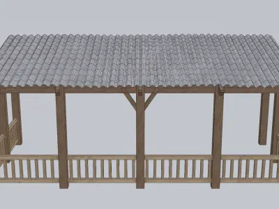 Rustic Lounge Roof - Eternit Style with Wooden Finish Free 3D model