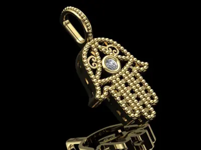 Hamsa pendant 3D model 3D print model