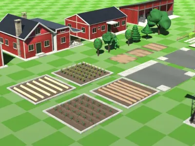 Low Poly Farmhouse and Environmental Pack 3D model Low-poly 3D model