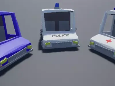 Low Poly Cartoony Van Pack Low-poly 3D model