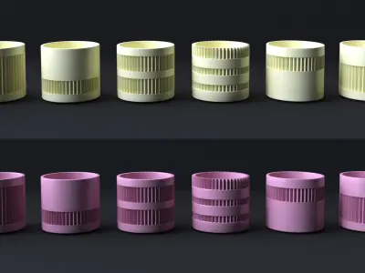 6-Piece 3D Printed Flower Pot Ensemble 3D print model