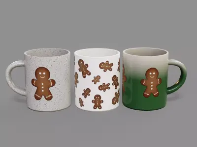 Christmas Pattern Cup one model with 3 texture variations 3D model
