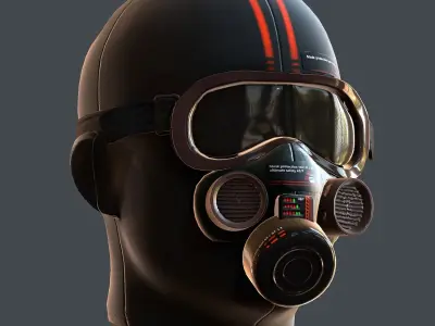 Gas mask helmet 3d model scifi Low-poly  Low-poly 3D model