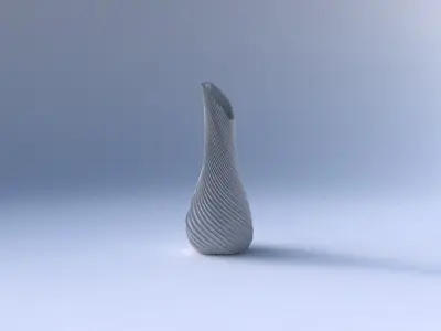 Vase twisted top bent hexagon 2 with bent extruded lines 3D print model