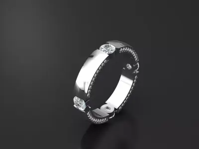 ring with diamond 3D print model shop