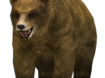 Lowpoly Cartoon Brown Bear Low-poly 3D model